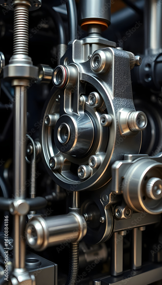 Fototapeta premium close up view of a machine with many gears