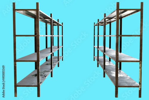 Two old metal shelving unit...