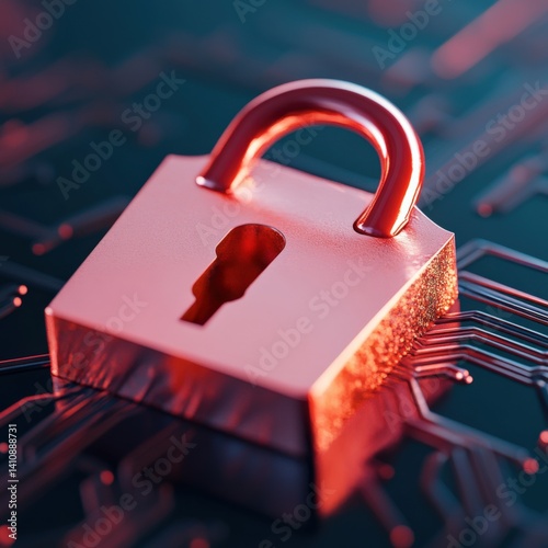 Computer security concept with padlock