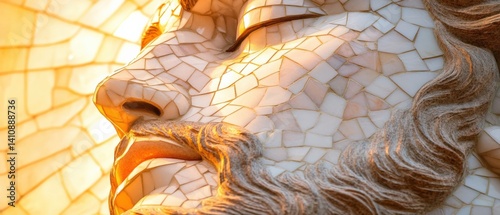 Mosaic face sculpture detail