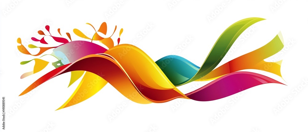 stylized DNA double helix, bright colors, flowing shapes, isolated on stylized DNA double helix, bright colors, flowing shapes, isolated on