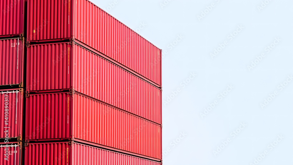 Stack of Colorful Shipping Containers at Sunset