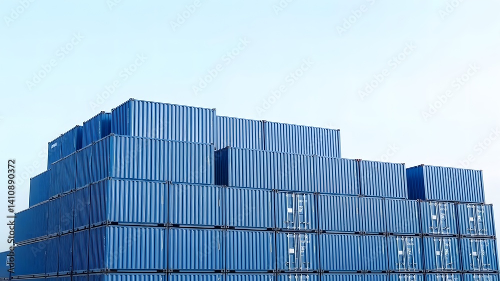 Stack of Colorful Shipping Containers at Sunset