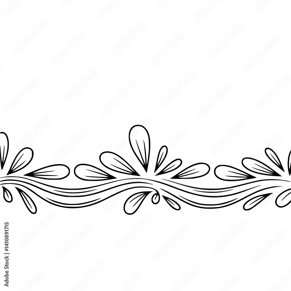 Fototapeta premium Elegant Floral Border Vector on Cream Background