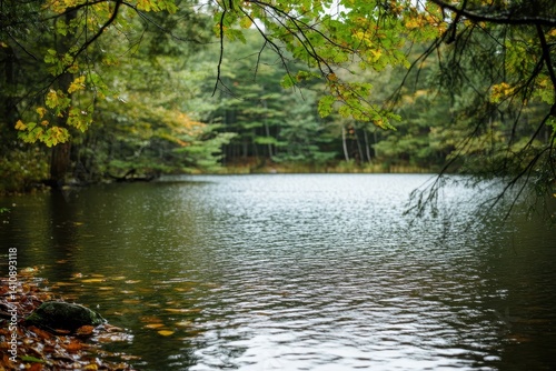 Autumn lake scenery photo