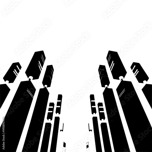 Abstract Modern Cityscape in Monochrome with Atmospheric Effects