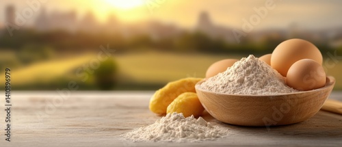 Baking ingredients on table