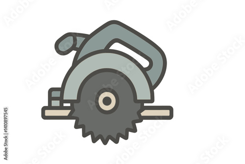 Vector icon of a circular saw presented in a flat style with muted colors