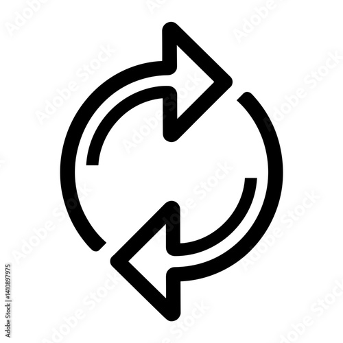 Minimalist circular arrows icon representing update refresh or reload - concept of process loop cycle synchronization automation ui control