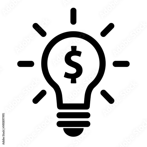 Minimalist light bulb icon with dollar sign representing creative financial idea or business innovation - concept of monetization economy entrepreneurship smart investment
