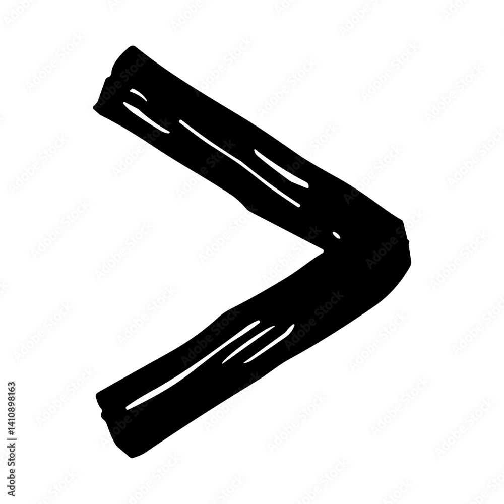 Obraz premium Hand-drawn greater-than sign icon representing comparison or logic operator - concept of programming math interface data priority structure