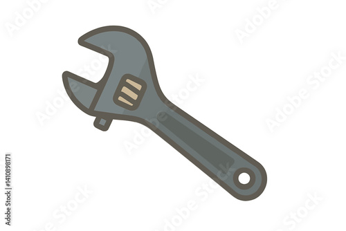 Flat style vector icon of an adjustable wrench with muted color scheme
