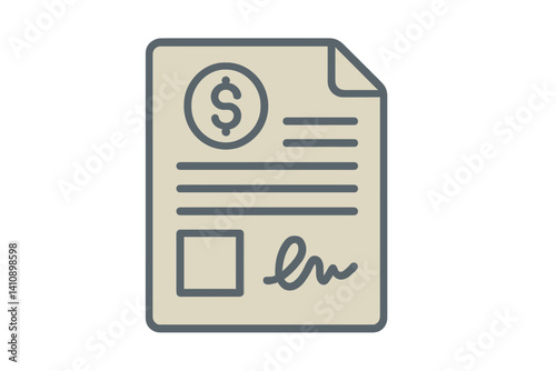 Vector icon of a business document in a flat design with muted color tones