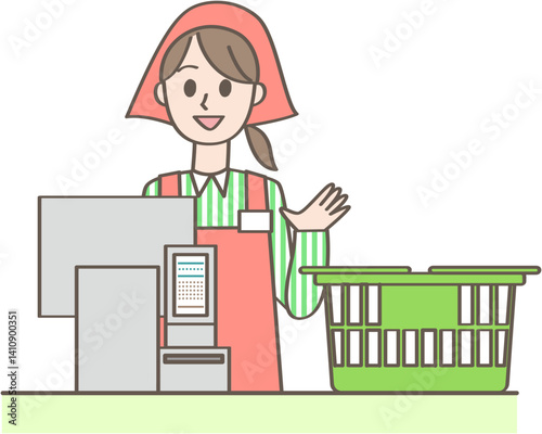 スーパーのレジ係の店員