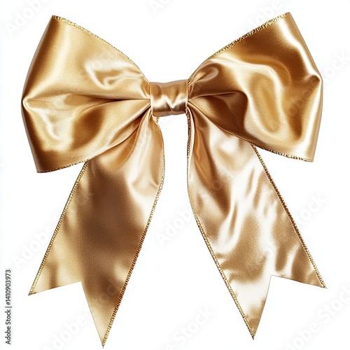 Large, lustrous gold satin ribbon bow photo