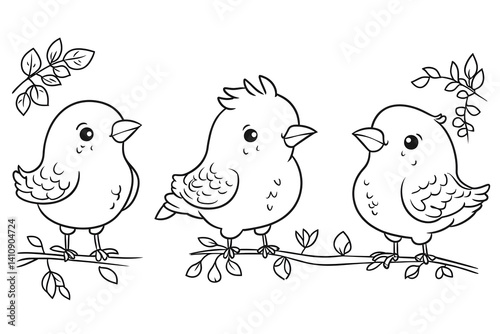 Obraz na płótnie Adorable baby birds sketch illustration w salonie