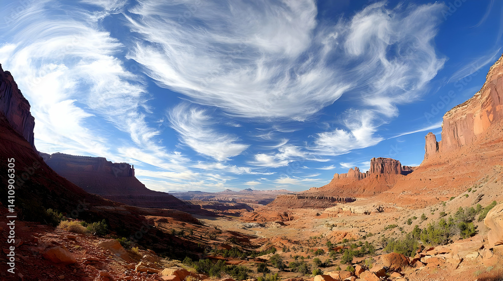 Panoramic View Of Red Rock Canyon Under A Dramatic Sky