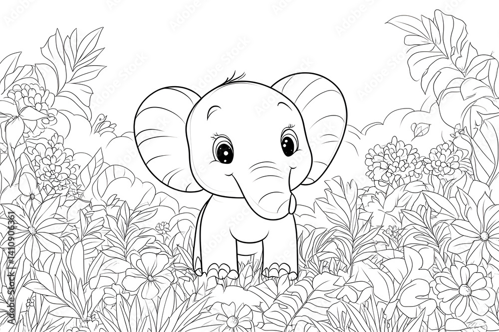 Adorable baby elephant illustration