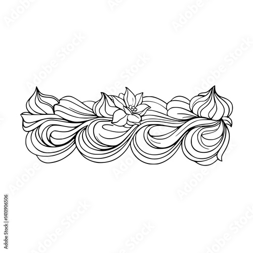 Elegant Floral Swirl Border in Black and White: Vector Design