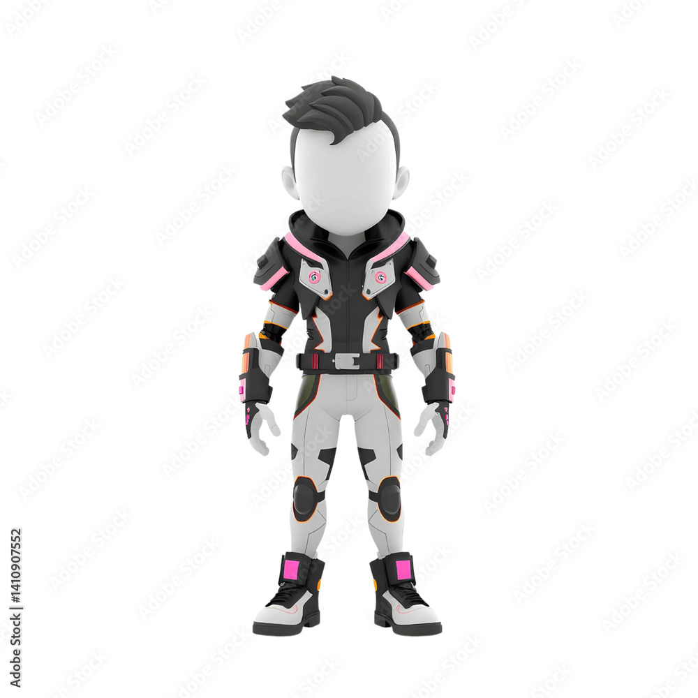 Cyberpunk Figure Standing: An anonymous figure, adorned in a futuristic, cyberpunk-inspired suit. This high-quality image presents a striking visual of innovative design Cyberpunk Figure Standing: An anonymous figure, adorned in a futuristic, cyberpunk-inspired suit. This high-quality image presents a striking visual of innovative design