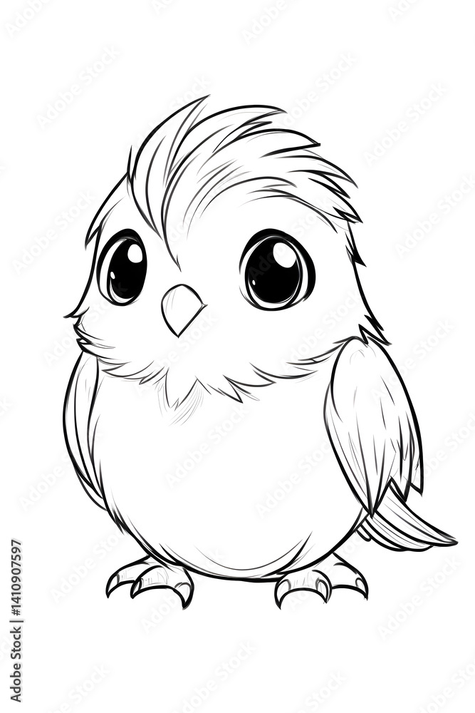 Adorable baby owl cartoon illustration