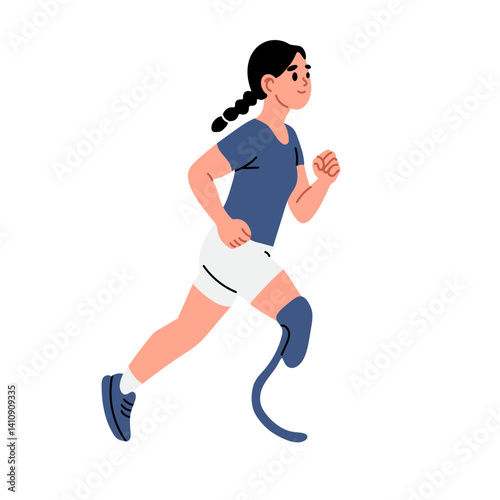 Athletic woman with blade prosthesis running
