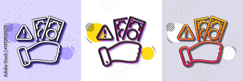 Fraud line icon. Halftone dotted pattern. Gradient icon with grain shadow. Money bribe crime sign. Cash scam symbol. Line fraud icon. Various designs. Vector