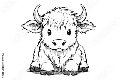 Obraz na płótnie Adorable baby yak illustration w salonie