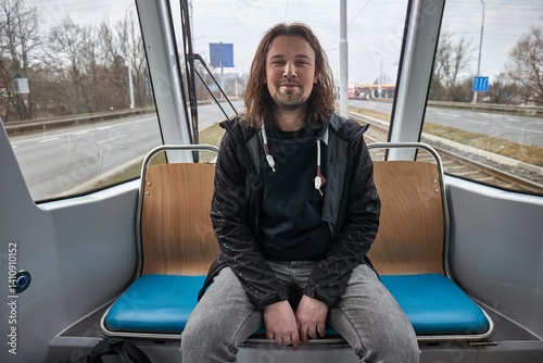 Travelling by tram through the city