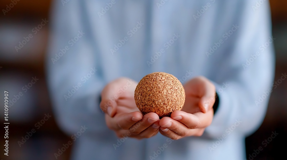 Gentle Hands Holding Small Cork Globe Gentle Hands Holding Small Cork Globe