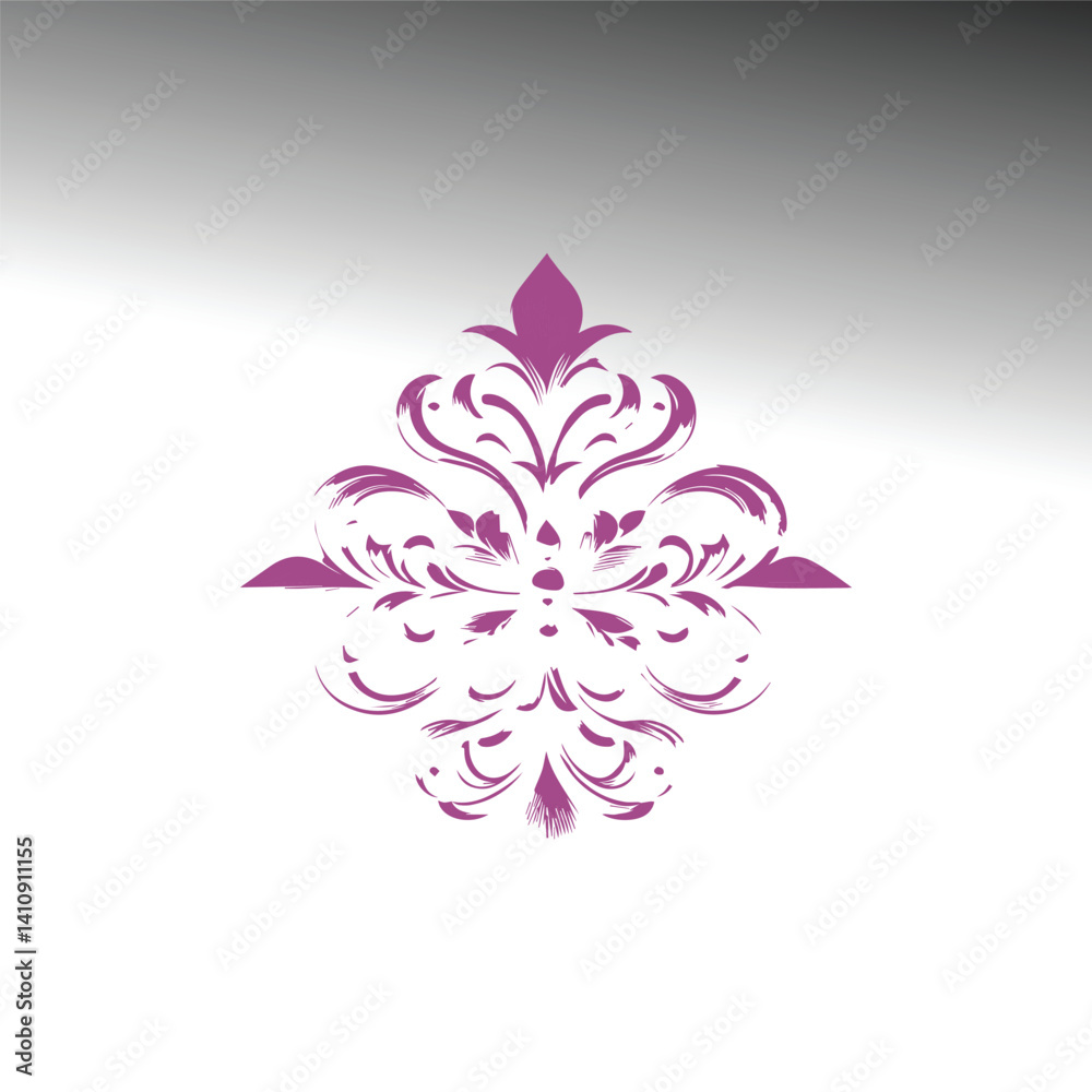 Fototapeta premium Elegant Floral Ornament Logo – White Decorative Vector Design on Blue Gradient Background