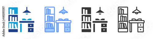 Study Room icon set multiple style collection
