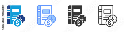 Late Fee icon set multiple style collection