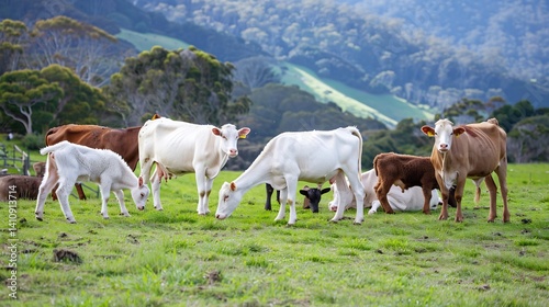 Cattle goats grazing in a silvopasture system blending forestry and agriculture for soil regeneration and biodiversity enhancement