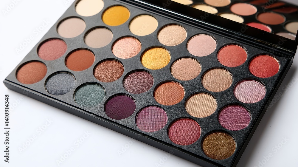Extensive eyeshadow makeup palette displaying a diverse range of shades Extensive eyeshadow makeup palette displaying a diverse range of shades