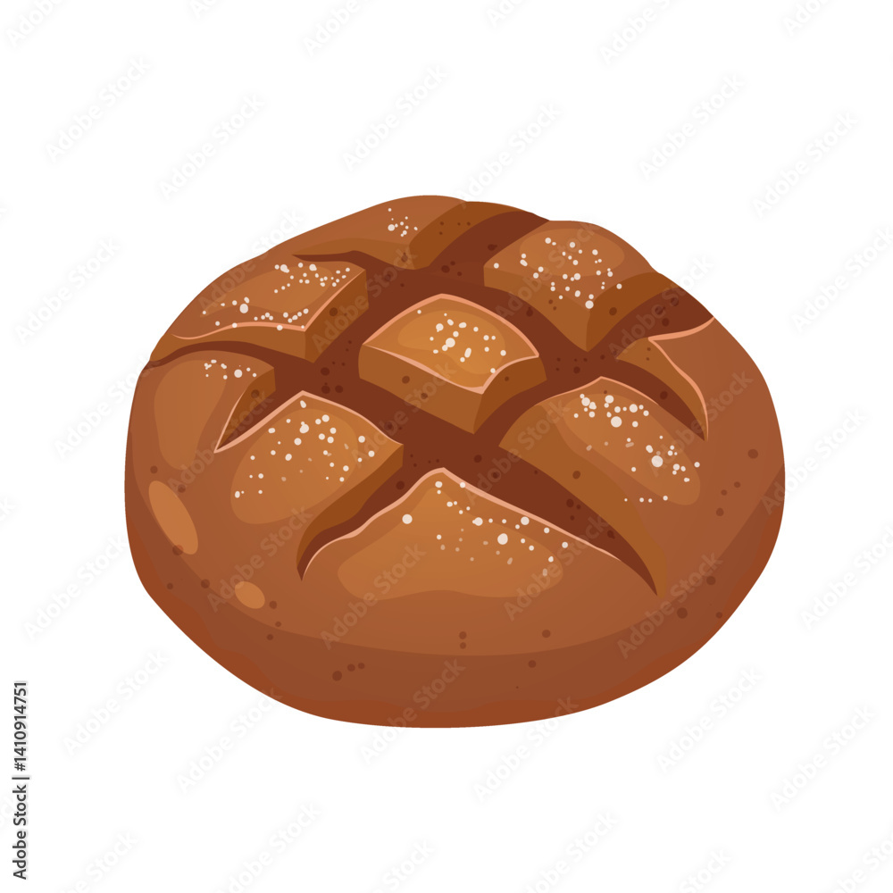 Fototapeta premium Vector cartoon illustration with bakery product bread isolated on white background. 