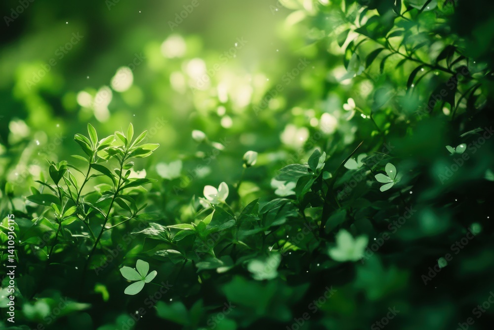 Lush green foliage with delicate flowers (1) Lush green foliage with delicate flowers (1)