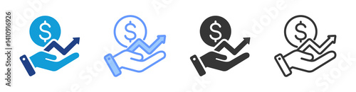 Revenue icon set multiple style collection