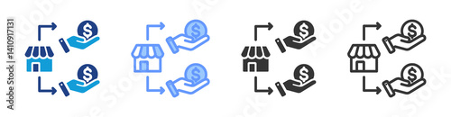 Franchise Financing icon set multiple style collection