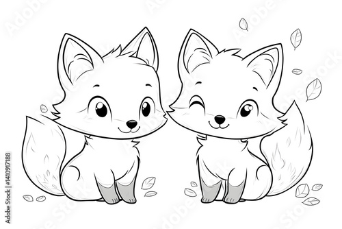 Obraz na płótnie Adorable cartoon foxes illustration w salonie