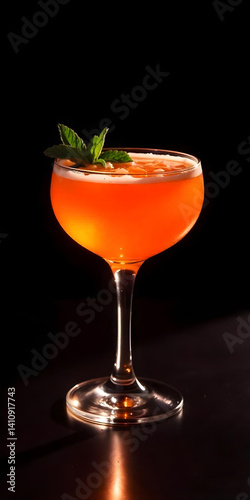 Wallpaper Mural Colorful cocktail with orange, strawberry, cherry and lime on the dark background with blurred lights in the bar Torontodigital.ca