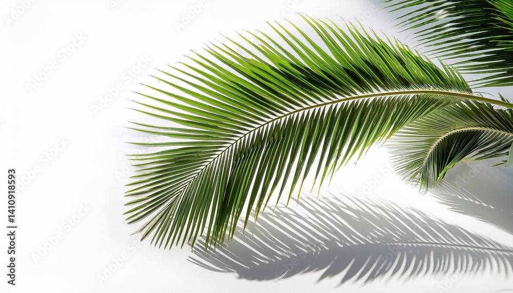 Fototapeta premium leaves of coconut palm tree and shadow isolated on white