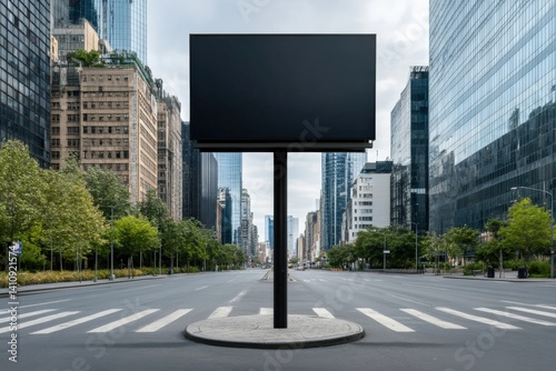 Empty billboard in city street