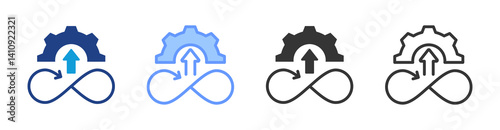 Continuous Improvement icon set multiple style collection