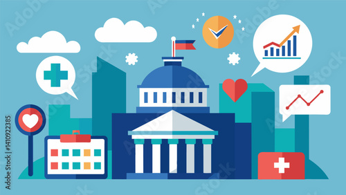 A government makes changes to its healthcare policies after analyzing data on the prevalence of diseases hospital readmissions and medication effectiveness.. Vector illustration