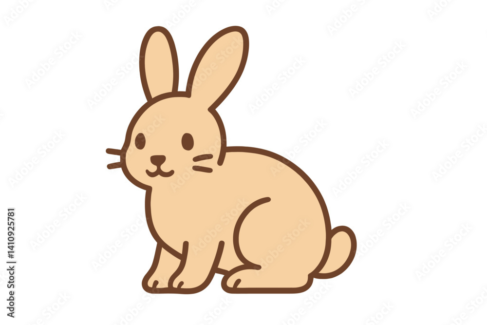 The image features a cute rabbit sitting calmly, isolated in a flat design set against a white background The image features a cute rabbit sitting calmly, isolated in a flat design set against a white background