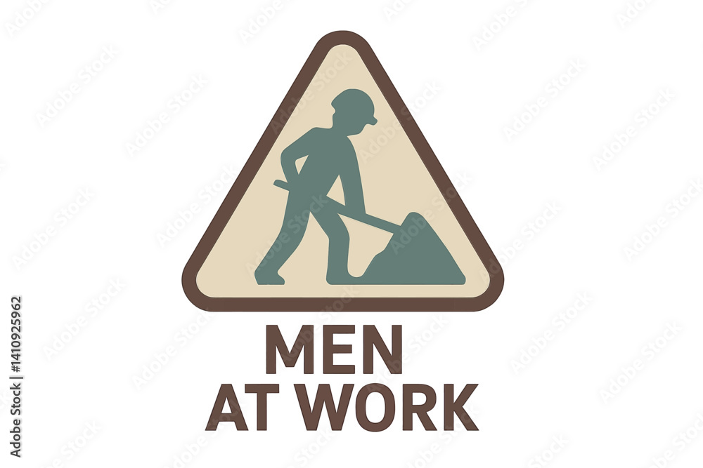 A men at work sign vector icon designed in flat style with muted colors A men at work sign vector icon designed in flat style with muted colors