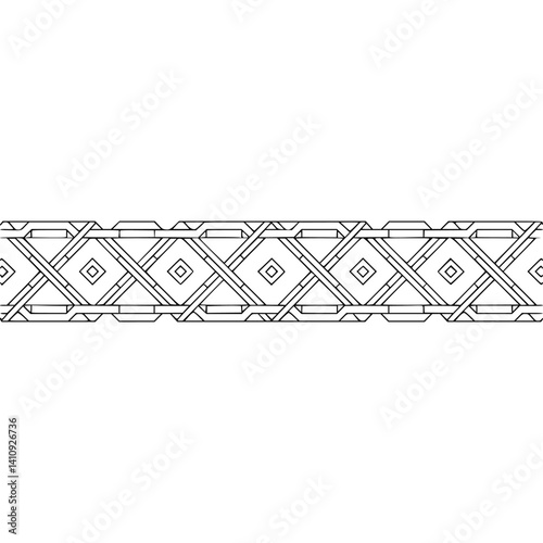 Geometric Border Design - Interwoven Lines and Diamonds, Modern Minimalist