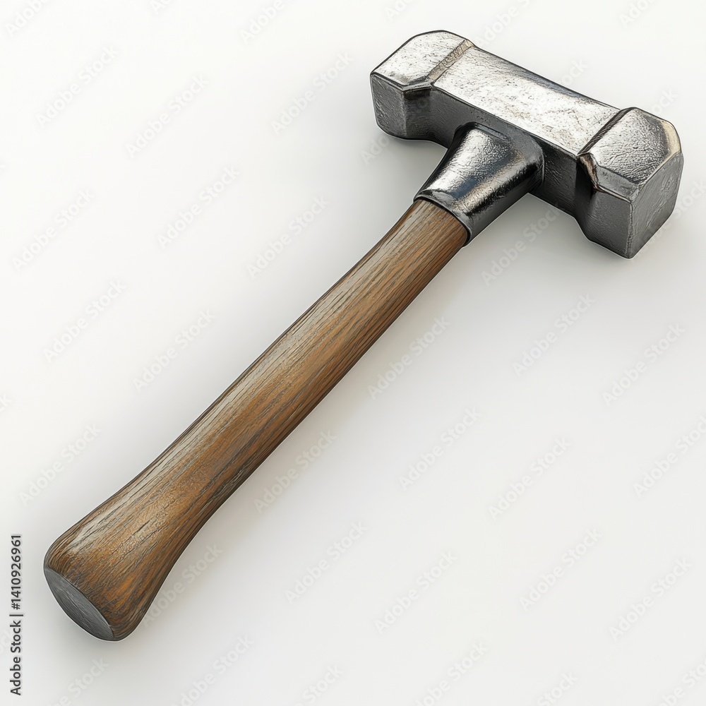 Heavy Duty Hammer: Steel Head, Wooden Handle, Industrial Design Heavy Duty Hammer: Steel Head, Wooden Handle, Industrial Design