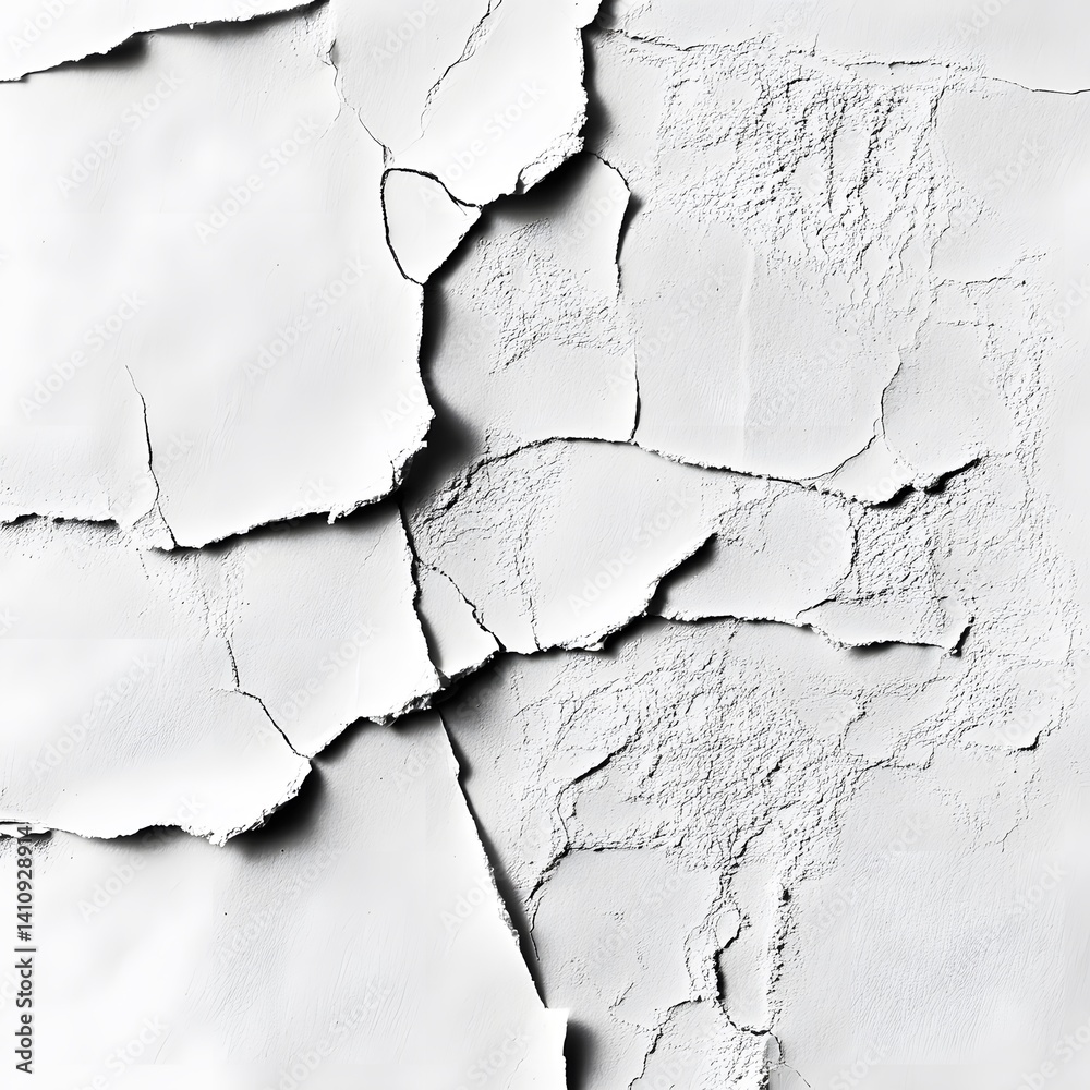 Obraz premium Cracked White Plaster Wall Texture Background